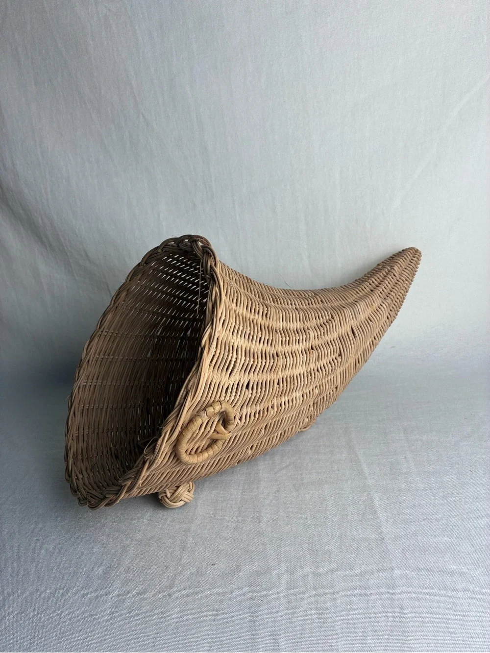 Vintage Wicker Cornucopia Basket Fall Thanksgiving Centerpiece
